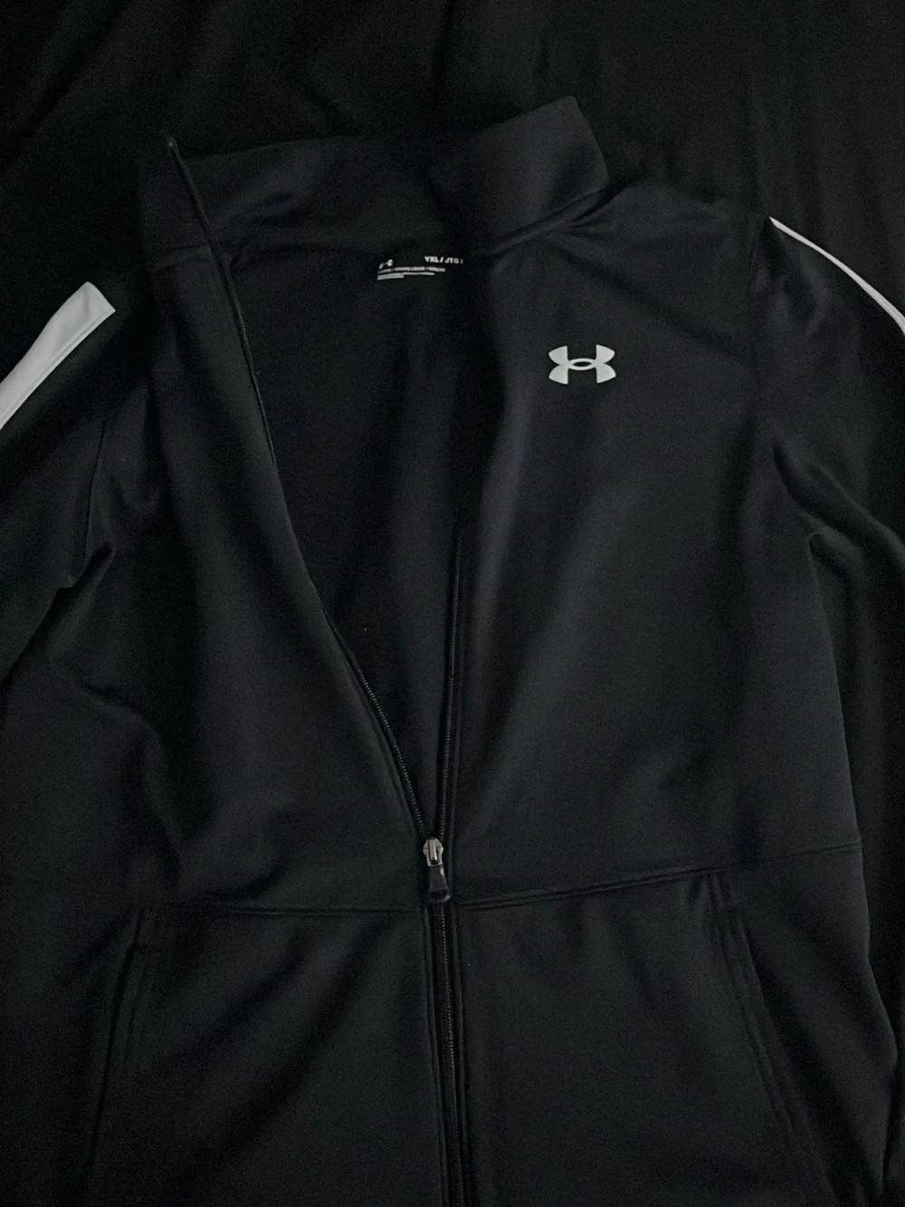 Under Armour Black Full-Zip Performance Bomber Jacket with White Logo